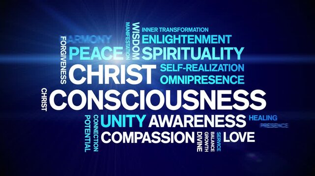 Christ Consciousness animated word cloud-text design animation tag kinetic typography seamless loop.