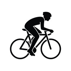 Obraz premium Professional bicycle rider silhouette training on highway.