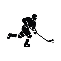 Obraz premium Ice hockey player skating with puck isolated on background.