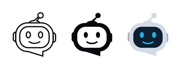 Fototapeta na wymiar Chatbot icon, Virtual assistant logo, AI bot symbol for app, UI, website and design element. PNG and vector with transparent background