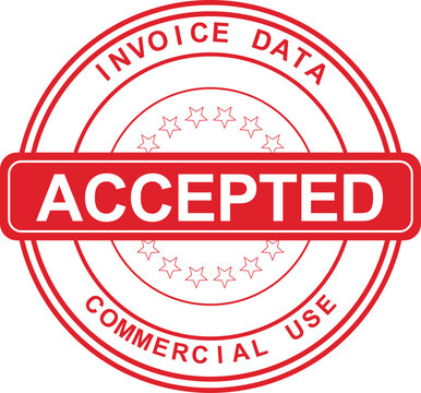 The rubber stamp on invoice data for commercial use reads accepted.