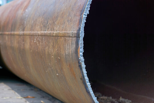 Cut metal steel pipe for sewerage,water transmission.Ready to instal