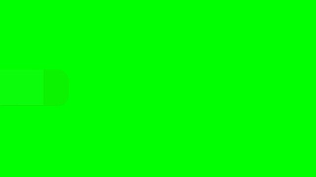 Animation of a social media lower third bar with play button icon isolated on green screen for video editing and content creation