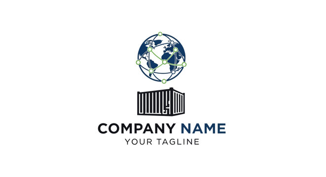 Logistics company global shipping logo template.