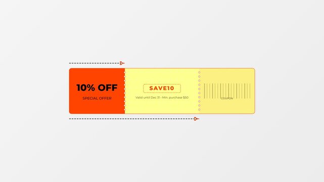 10 Percent Off Discount Coupon Animation Motion Graphic