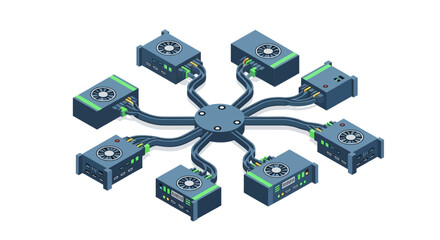 Network server system with connected devices. © Lim