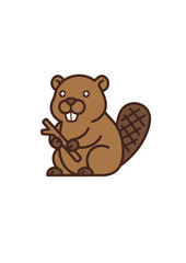 Obraz premium Beaver Cartoon Canadian National Symbol Vector Icon