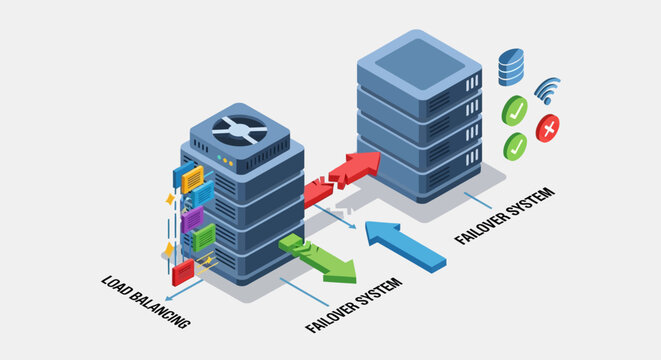 A conceptual illustration of data transfer between two server stacks.