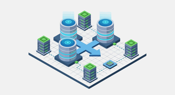Conceptual illustration of data transfer and synchronization.