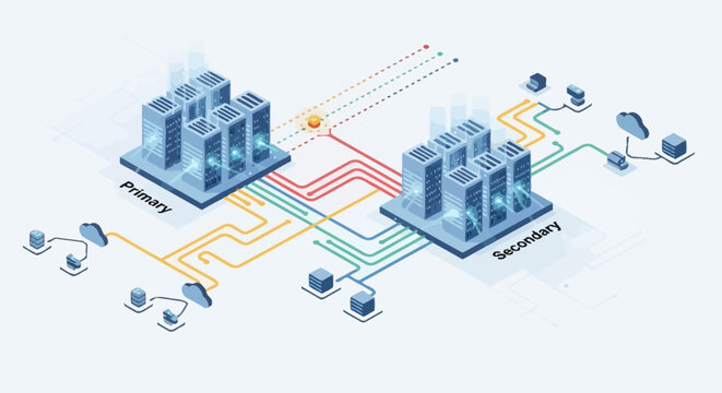 servers network connection data exchange.