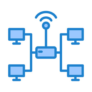 Extranet Icon - Duotone Blue Color