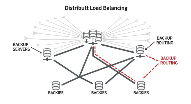 Distributed load balancing network diagram.