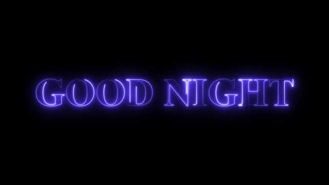 Neon good night sign text animation loop background dark blue gradient