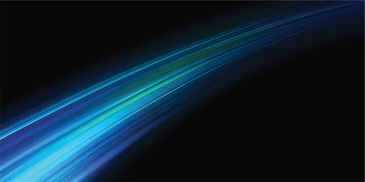 Futuristic abstract blue light streak background with flowing neon waves and glowing digital motion design