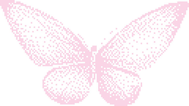 Delicate pink butterfly wings isolated on white background with soft light for fantasy design