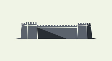 Stylized Great Wall of China icon, minimalist vector illustration © Restu