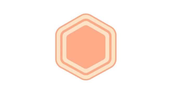 Abstract Hexagonal Shape with Layered Rings in Soft Peach and Cream Tones