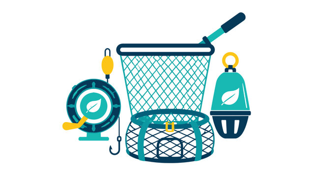 Fishing Net and Trap Gear Close Up View.