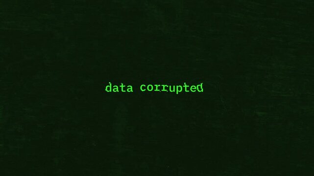 Data Corrupted on Vintage Green CRT Computer Screen, Retro Hacker Terminal Animation