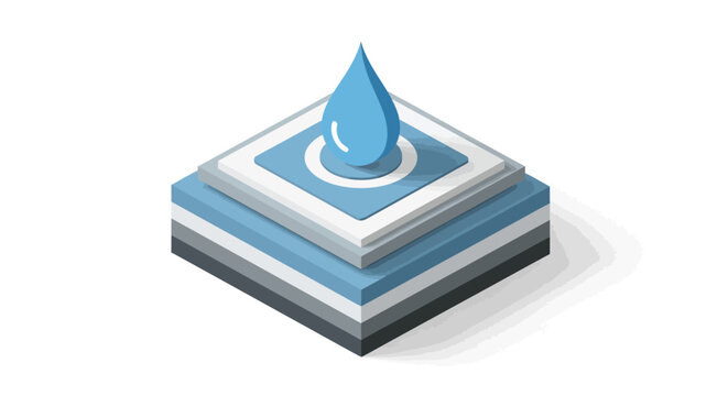 Isometric illustration of a water drop on layers.