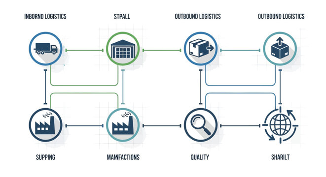 Supply chain management process flowchart.