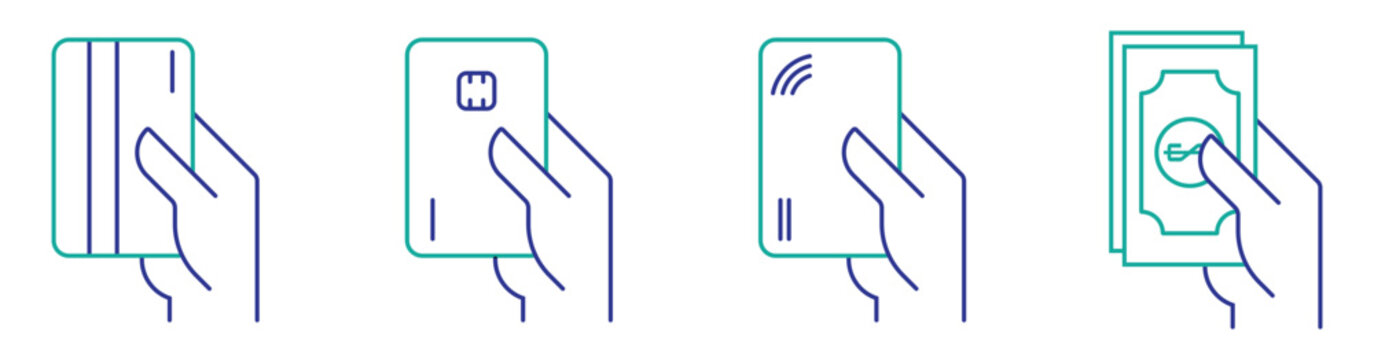 Credit Card Tap Payment Icon Pack Illustration