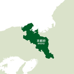 Fototapeta premium イラスト素材日本地図：京都府,関西地方,近畿地方,都道府県