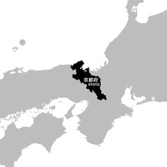 Fototapeta premium イラスト素材日本地図：京都府,関西地方,近畿地方,都道府県