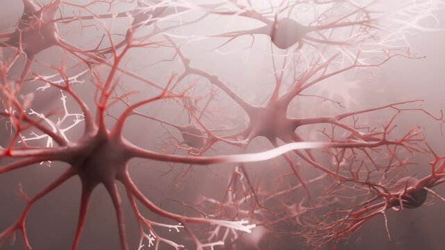 3d rendered illustration of neurons in human brain firing signals.