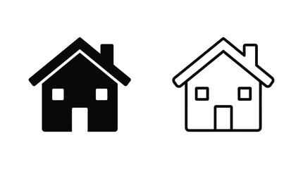 Fototapeta premium house icon set black and white line art