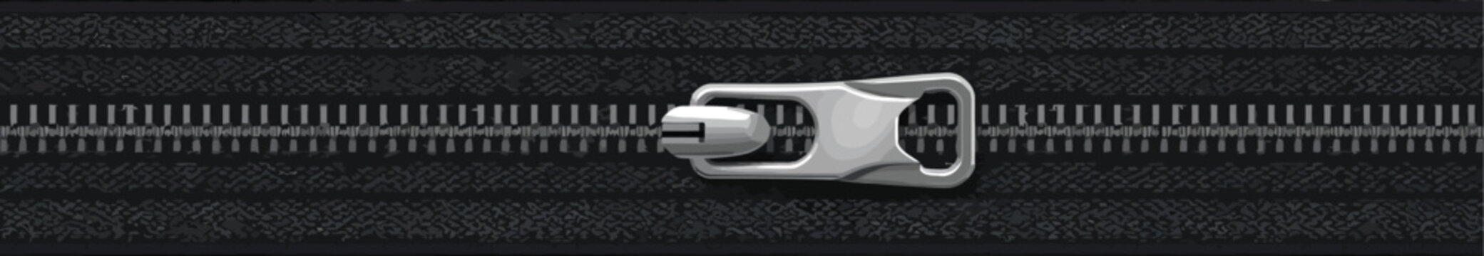 Silver zipper on black fabric