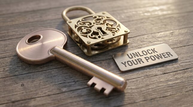 Ornate Brass Lock and Key with 'Unlock Your Password' Tag