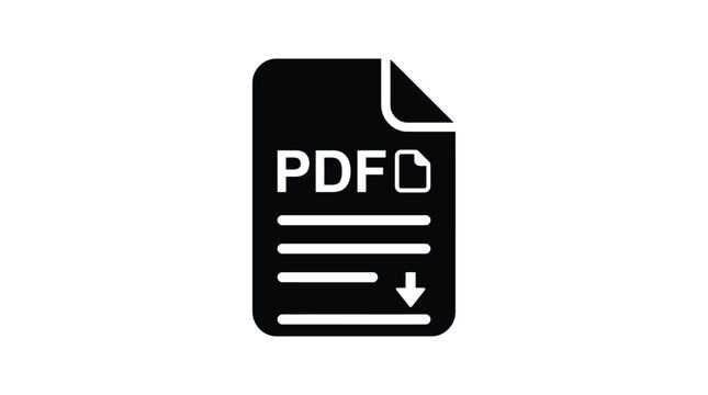 pdf document icon with download symbol black silhouette