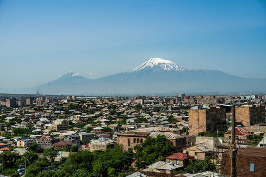 The blue hour of Mount Ararat and Lake Sevan in Armenia