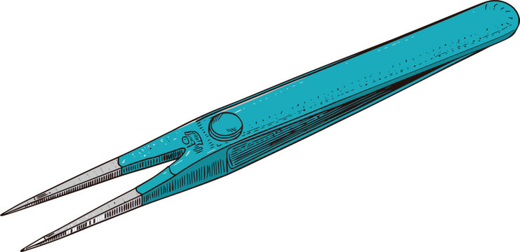 Blue tweezers with metal tips
