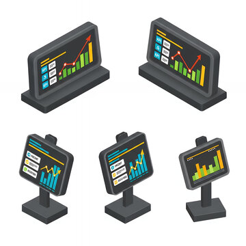 Business data analysis on computer monitors with graphs