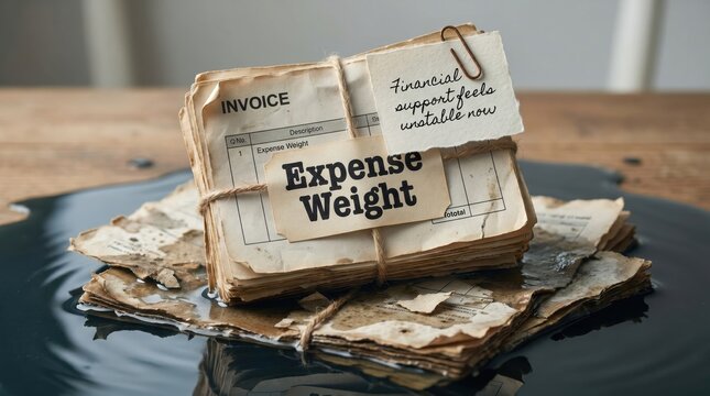 Stack of Invoices Representing Financial Stress and Weight