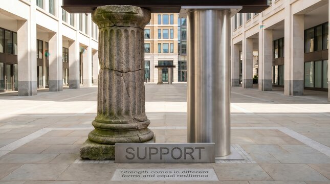 Structured Alignment of Two Pillars Support Symbolism