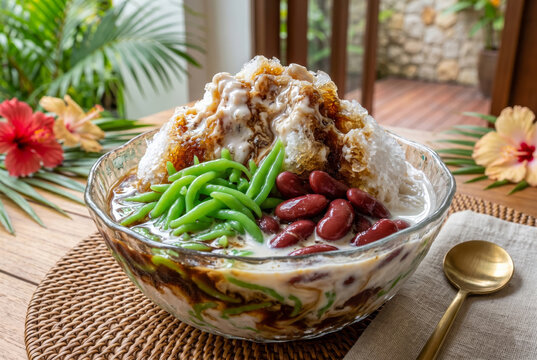Malaysian Chendol Coconut Shaved Ice Dessert