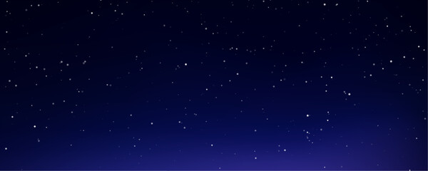 Starry night sky with realistic vector galaxy and blue nebula. Bright star light fills space and cosmos. Dark background with shiny stars and fantasy universe illustration.  © ikril