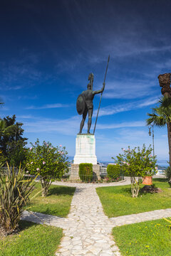 Huge Statue of Achilles in Garden the Achilleion Palace on the i