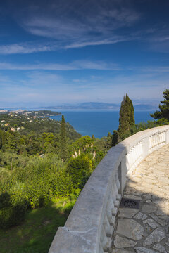 View from the garden terrace of the Achilleion on the island of