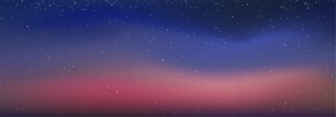 Realistic vector space galaxy with nebula in the starry night sky. Bright star light fills cosmos and universe. Dark blue background with glowing stars and fantasy design. © ikril