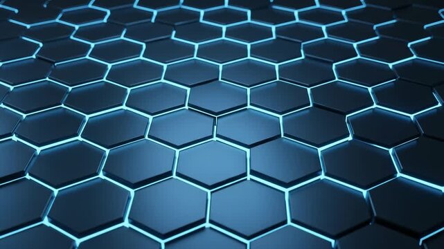 Futuristic blue glowing hexagonal honeycomb pattern