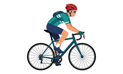 Fototapeta premium Cyclist Riding Road Bicycle Illustration Isolated on White