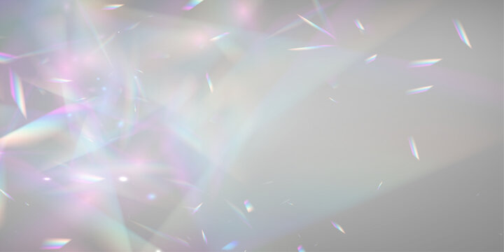 Crystal diamond prism scatters rainbow neon light through glass glitter beneath sun rays. PNG vector lens captures sparkle with intense glare and glowing flare effect. Sunlight reveals a clear ray. 