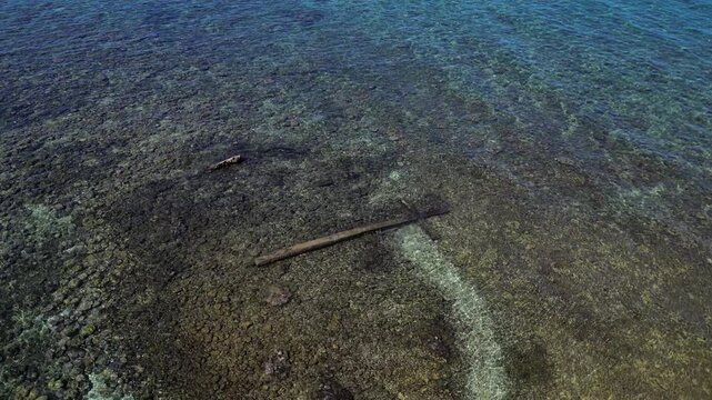 aerial view of the sea, sunken cross
