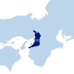 Fototapeta premium イラスト素材日本地図：大阪府,関西地方,近畿地方,都道府県