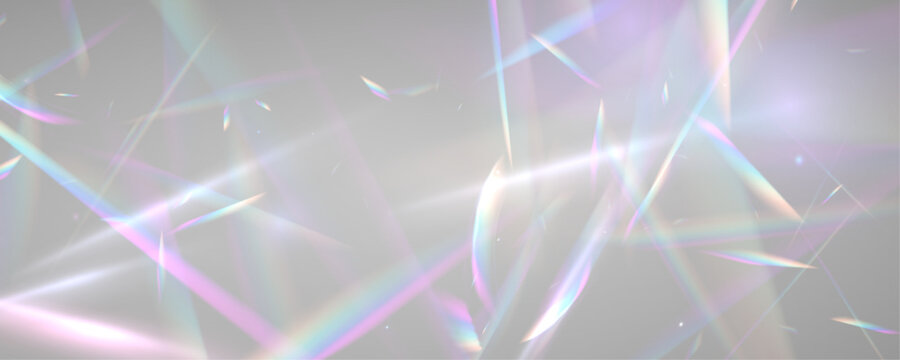 Neon crystal prism radiates rainbow diamond light across glass glitter beside sun rays. PNG vector lens frames sparkle with luminous glare and vivid flare effect. Sunlight creates a bright ray.