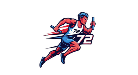 Obraz premium Athletic Runner Mascot Logo with Number 72 Design